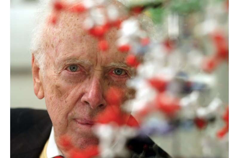 U.S. biologist James Watson, who shared a Nobel prize for helping discover the double-helix shape of the DNA molecule, poses for a portrait at an exhibition in Berlin on Monday, Oct. 11, 2004. Credit: AP Photo/Markus Schreiber, File James Watson helped crack DNA's code, sparking medical advances and ethical debates